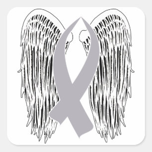 Winged Awareness Ribbon (Grey Ribbon) Square Sticker