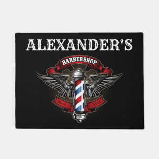 Winged Barber Pole Logo Personalize Doormat