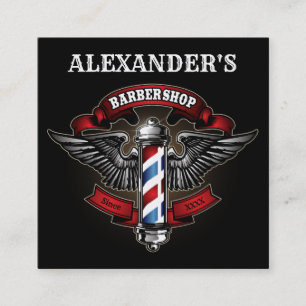 Winged Barber Pole Square Personalize Square Business Card