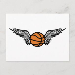 winged basketball postcard