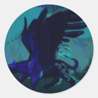 Winged Black Panther Classic Round Sticker