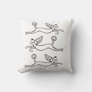 Winged cats throw pillow
