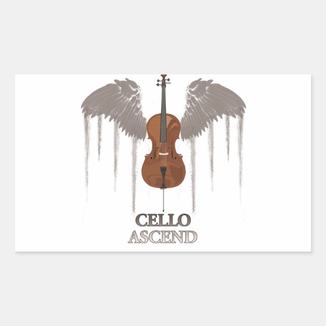 Winged Cello Ascend Design Sticker (Front)