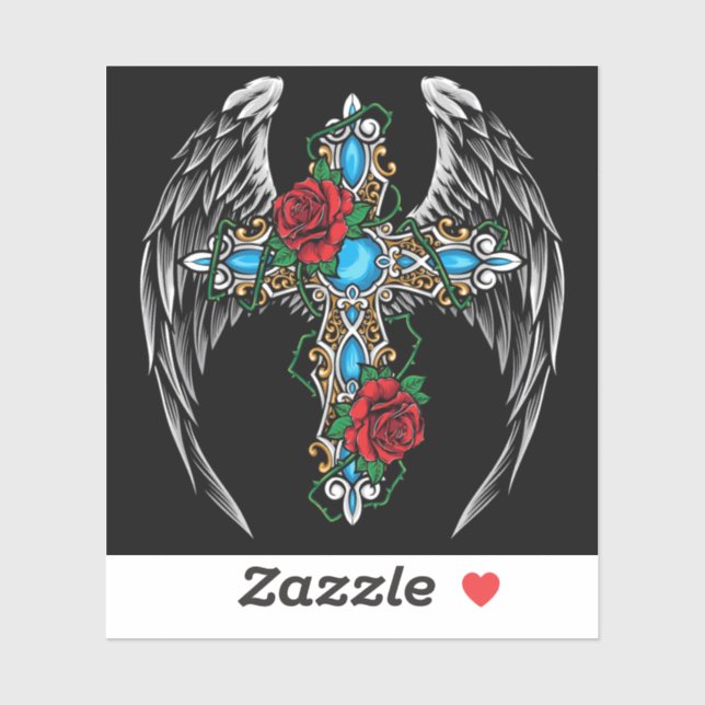 Winged Cross with Red Roses (Sheet)