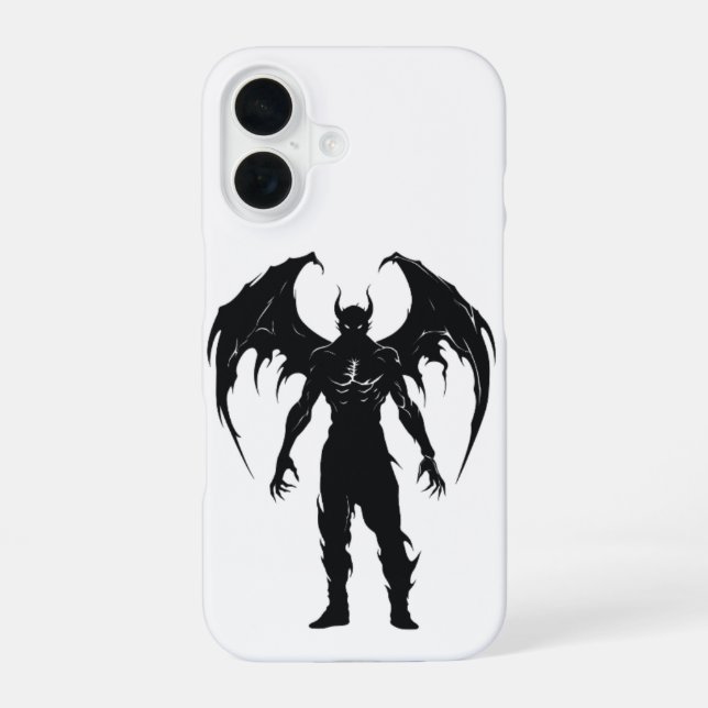 Winged Demon Silhouette iPhone 16 Case (Back)
