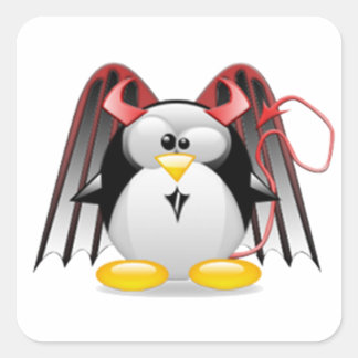 Winged Devil Tux Square Sticker