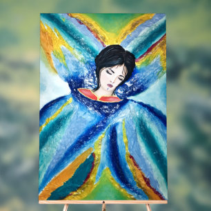 Winged Elegance - Abstract Painting of Woman Acrylic Sign