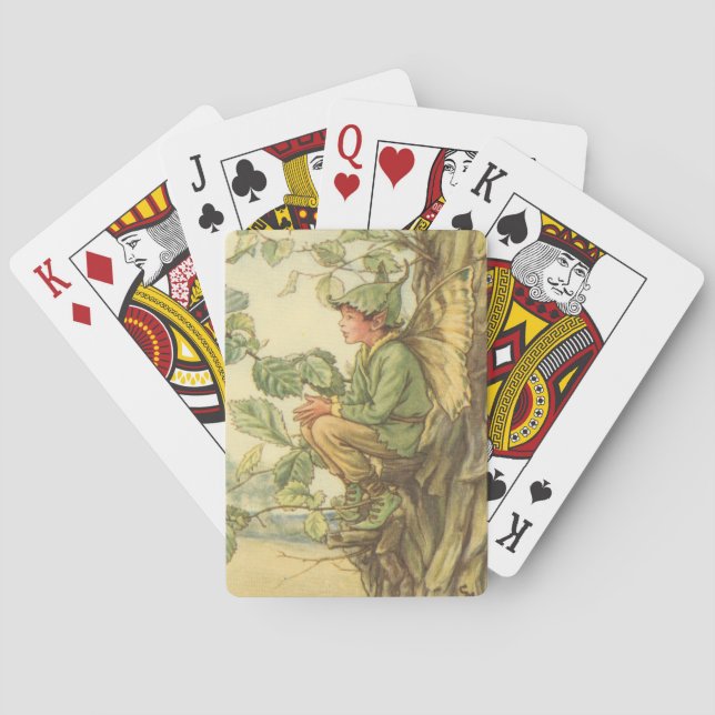 Winged Elm Fairy Sitting in a Tree Playing Cards (Back)