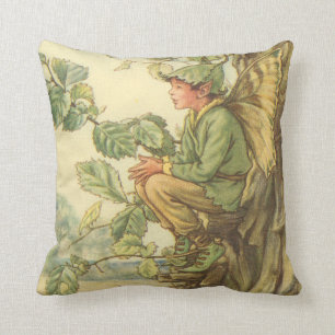Winged Elm Fairy Sitting in a Tree Throw Pillow