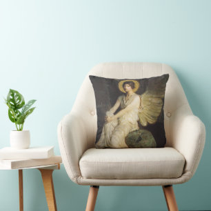 Winged Figure Seated Upon a Rock by Abbott Thayer Throw Pillow