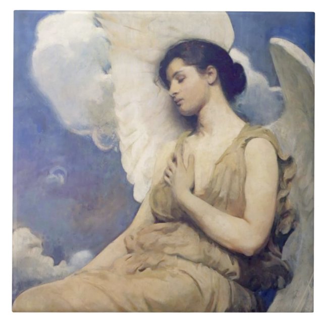Winged Figure Vintage Angel Art Print Tile (Front)