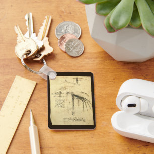 Winged Flying Machine Sketch by Leonardo da Vinci Keychain