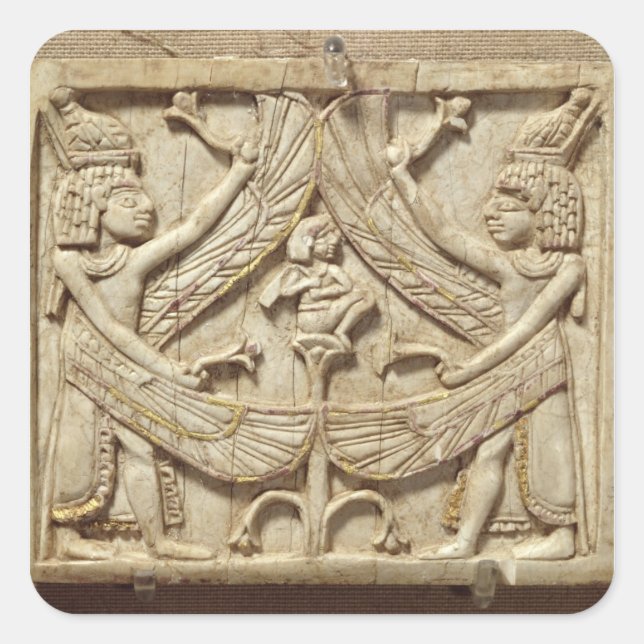 Winged genii, Assyrian Period, c.750 BC (ivory) Square Sticker (Front)