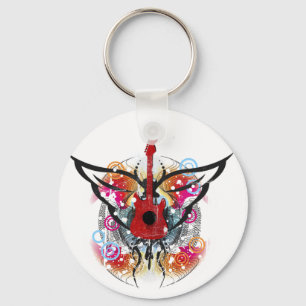 Winged Guitar Keychain