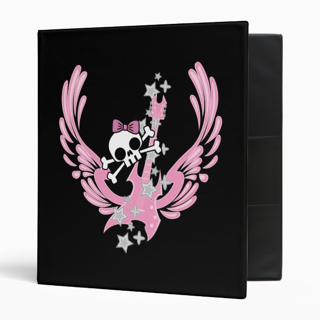 Winged Guitar with Cute Skull Binder (Front/Inside)