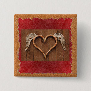Winged Heart 2 Inch Square Button
