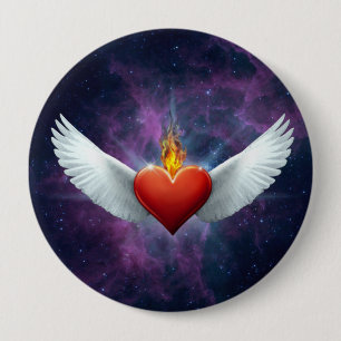 Winged Heart 4 Inch Round Button