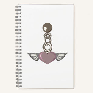 Winged heart chain charm - Aesthetic Angel design Notebook