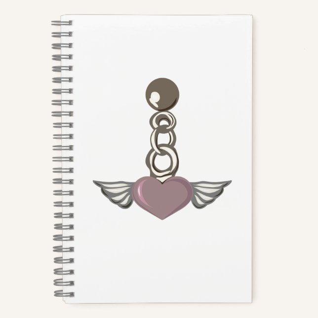 Winged heart chain charm - Aesthetic Angel design Notebook (Front)