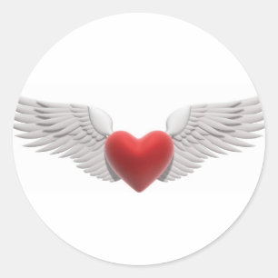 Winged Heart Classic Round Sticker