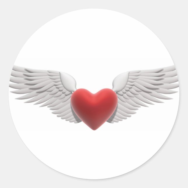 Winged Heart Classic Round Sticker (Front)