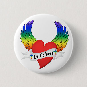 Winged Heart DeColores Palanca Button Pin