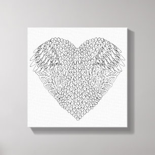 Winged Heart Doodle 6 Canvas Print