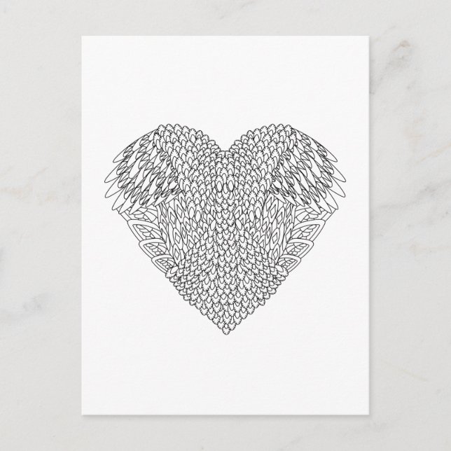 Winged Heart Doodle Postcard (Front)