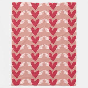 Winged hearts pattern fleece blanket