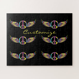 Winged Hippie Peace Symbol Thunder_Cove Jigsaw Puzzle