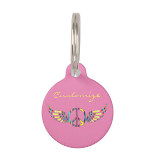 Winged Hippie Peace Symbol Thunder_Cove Pet Tag