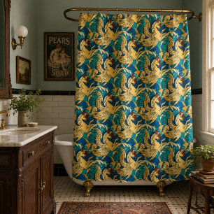 Winged Hippocampus Sea Horses In Ocean Pattern