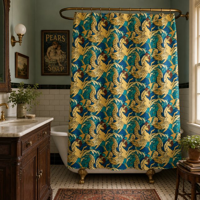 Winged Hippocampus Sea Horses In Ocean Pattern (Creator Uploaded)
