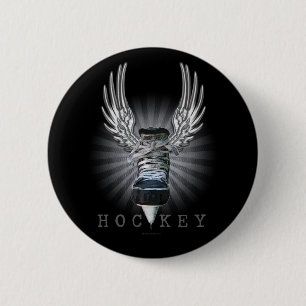 Winged Hockey 2 Inch Round Button