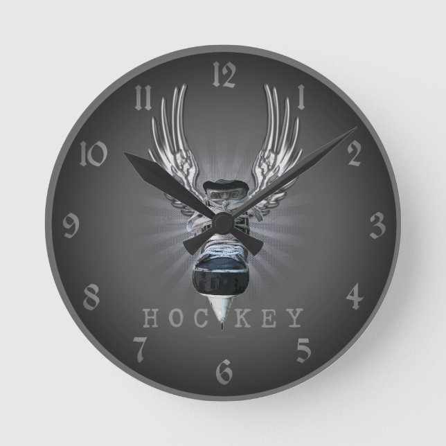 Winged Hockey Round Clock (Front)