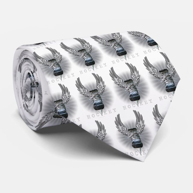 Winged Hockey tie (white) (Rolled)