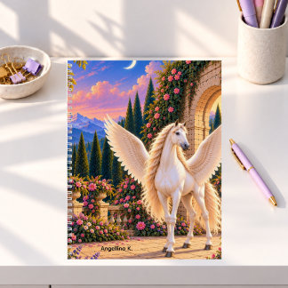 Winged Horse in Fantasy World Personalized Notebook