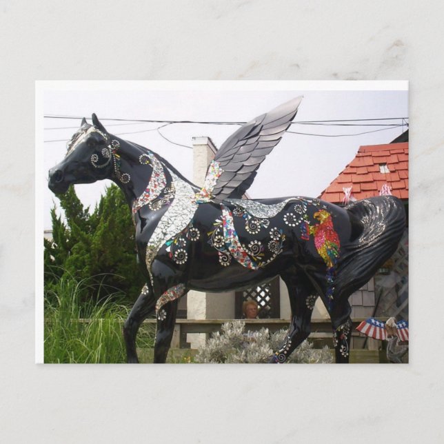 Winged Horse Parrot and glitter Postcard (Front)
