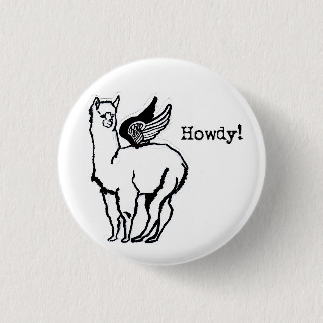 winged Howdy! 1 Inch Round Button (Front)