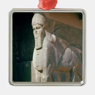 Winged human-headed bull, Neo-Assyrian Period Metal Ornament