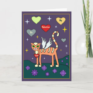 Winged Kitty with Heart Custom Card