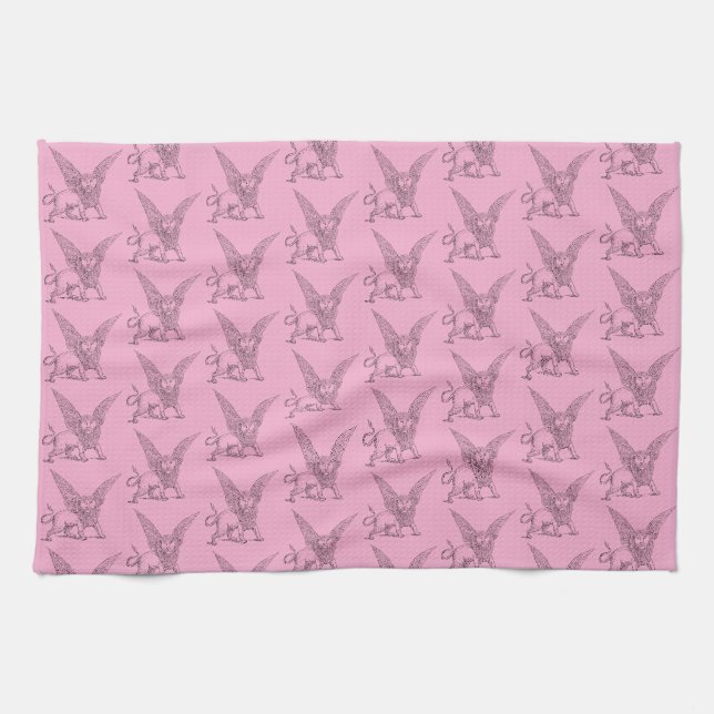 Winged lion symbol of Saint Mark  Kitchen Towel (Horizontal)