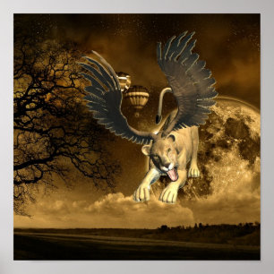 Winged Lioness Poster Print