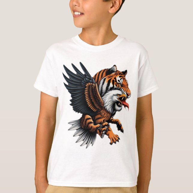 Winged Majesty: The Tiger-Eagle Hybrid T-Shirt (Front)