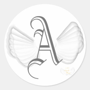 Winged Monogram Sticker-Customize Classic Round Sticker