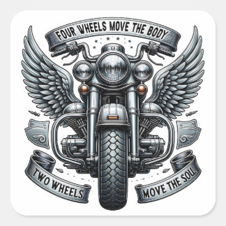 Winged Motorcycle Design & Quote Square Sticker
