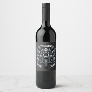 Winged Motorcycle Design & Quote Wine Label