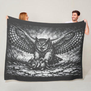 Winged Owl Sentinel by BurnsInHell Fleece Blanket