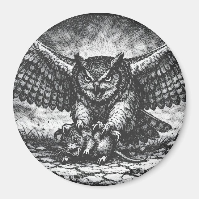 Winged Owl Sentinel by BurnsInHell Magnet (Front)