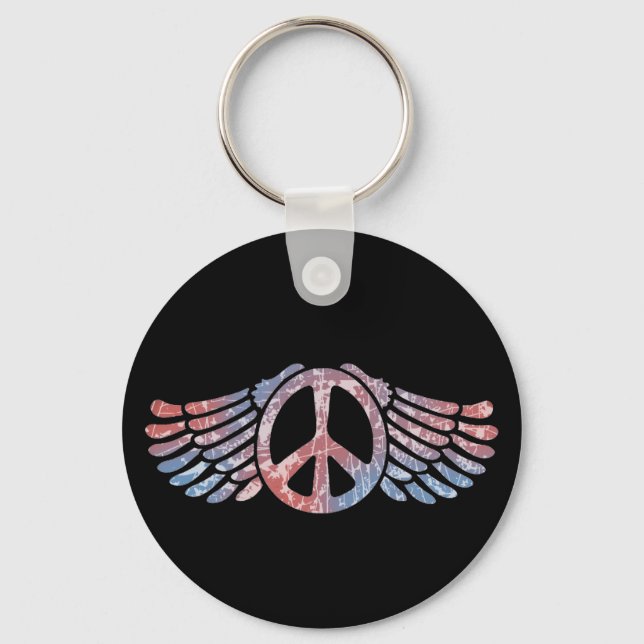 Winged Peace Symbol Keychain (Front)